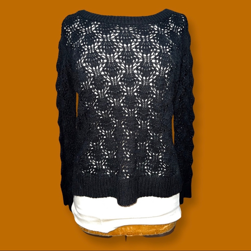 Forever 21 knitted sweater women’s top blouse see through large size black